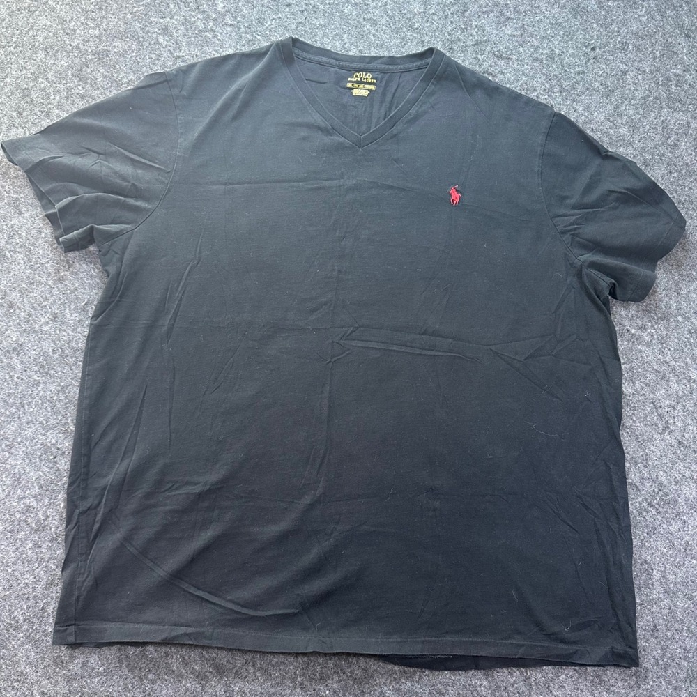 Polo Ralph Lauren Mens Black V-Neck Pony Logo Short Sleeve T-Shirt XXL